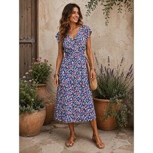 J Crew Fabrizia Floral Wrap Midi Dress XS Cottagecore Coastal Garden Party New